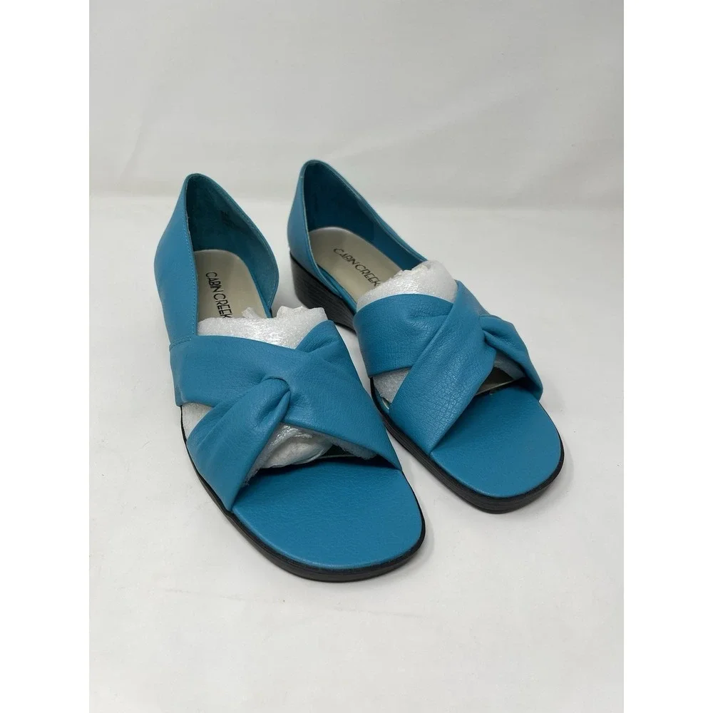Cabin Creek Vintage Sandals Women's Size 8 Turquoise Slip On Comfort Shoes As-Is